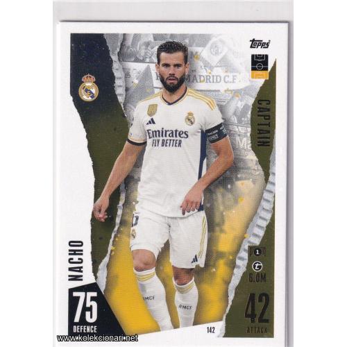 2023-24 Topps Match Attax UEFA League: 142 Nacho - Real Madrid CF