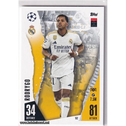 2023-24 Topps Match Attax UEFA League: 152 Rodrygo - Real Madrid CF
