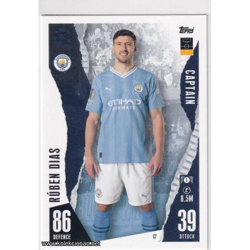 2023-24 Topps Match Attax UEFA League: 17 Rúben Dias - Manchester City