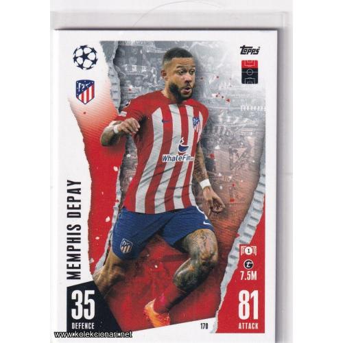 2023-24 Topps Match Attax UEFA League: 170 Memphis Depay - Atlético de Madrid