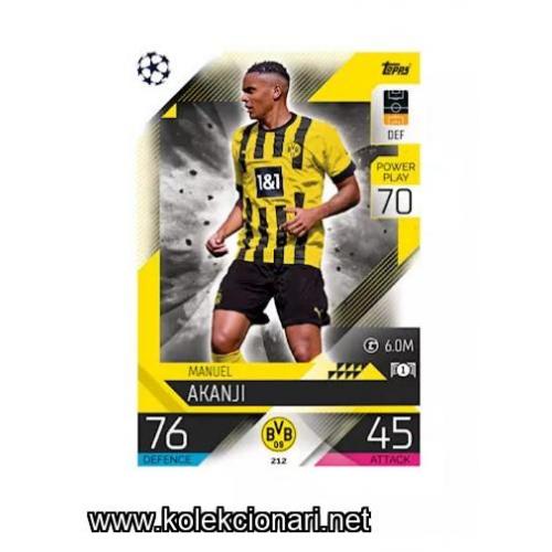 2022-23 Topps Match Attax UEFA League: 212 Manuel Akanji - Borussia Dortmund