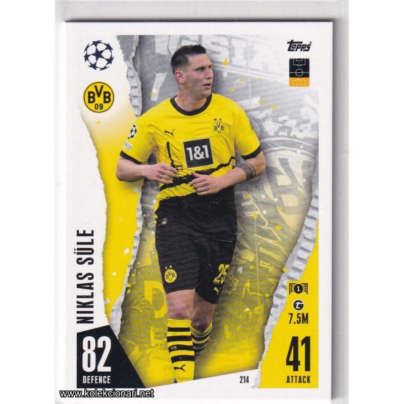 2023-24 Topps Match Attax UEFA League: 214 Niklas Süle - Borussia Dortmund