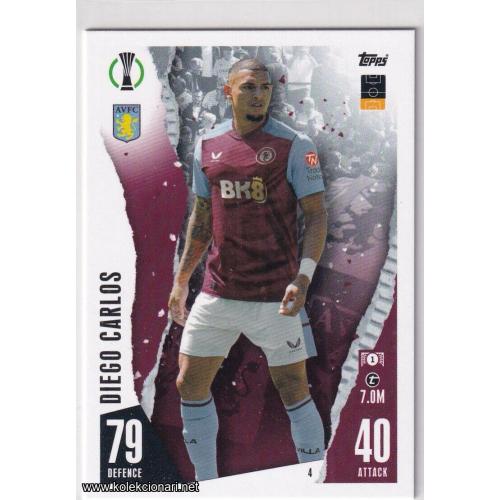 2023-24 Topps Match Attax UEFA League: 4 Diego Carlos - Aston Villa