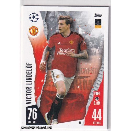 2023-24 Topps Match Attax UEFA League: 54 Victor Lindelöf - Manchester United