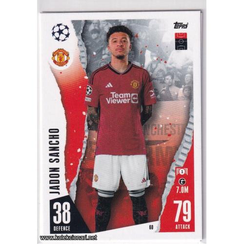 2023-24 Topps Match Attax UEFA League: 60 Jadon Sancho - Manchester United