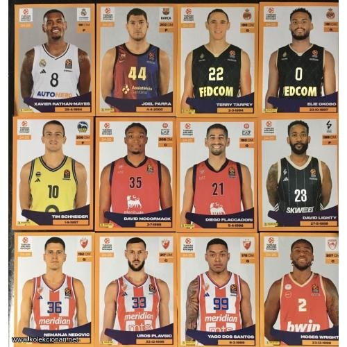 Lot 13 sličica Panini Evroliga, timovi i igračI