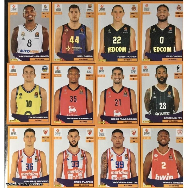 Lot 13 sličica Panini Evroliga, timovi i igračI