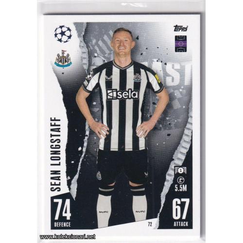 2023-24 Topps Match Attax UEFA League: 72 Sean Longstaff - Newcastle United