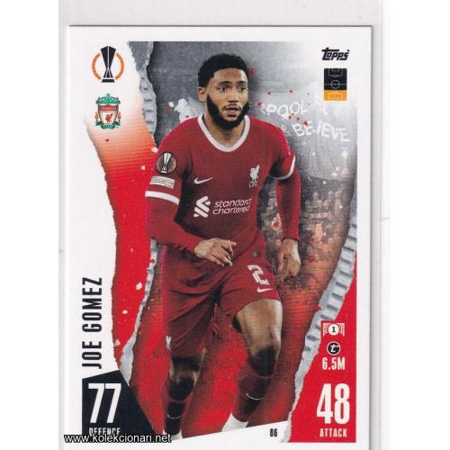 2023-24 Topps Match Attax UEFA League: 86 Joe Gomez - Liverpool