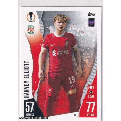 2023-24 Topps Match Attax UEFA League: 90 Harvey Elliott - Liverpool