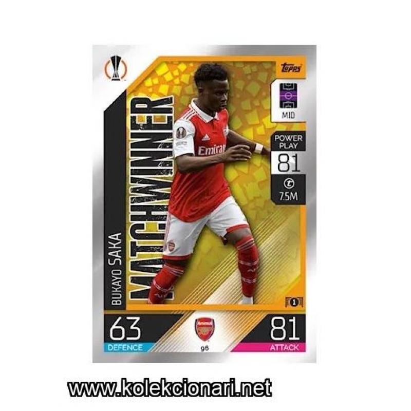 2022-23 Topps Match Attax UEFA League: 96 Bukayo Saka - Arsenal