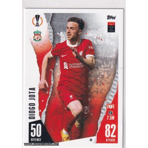 2023-24 Topps Match Attax UEFA League: 98 Diogo Jota - Liverpool