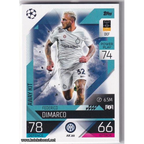 2022-23 Topps Match Attax Extra UEFA League: Away Kit: AK20 Federico Dimarco - FC Internazionale Milano