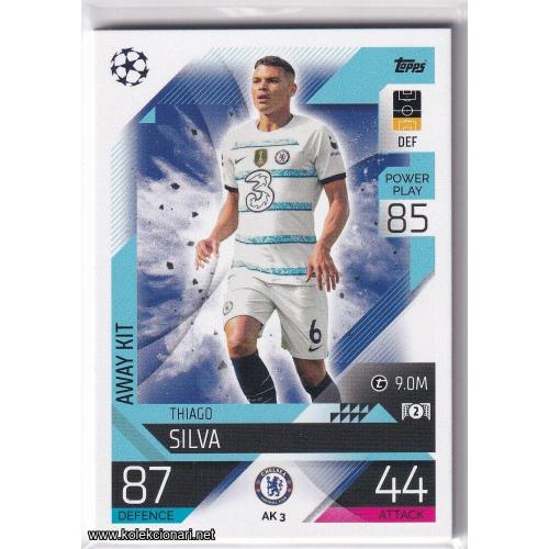 2022-23 Topps Match Attax Extra UEFA League: Away Kit: AK3 Thiago Silva	- Chelsea