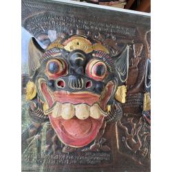 Set 3 VINTAGE Barong maske sa Balija – Ručni rad (starost 30+ godina)