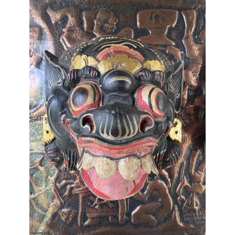 Set 3 VINTAGE Barong maske sa Balija – Ručni rad (starost 30+ godina)