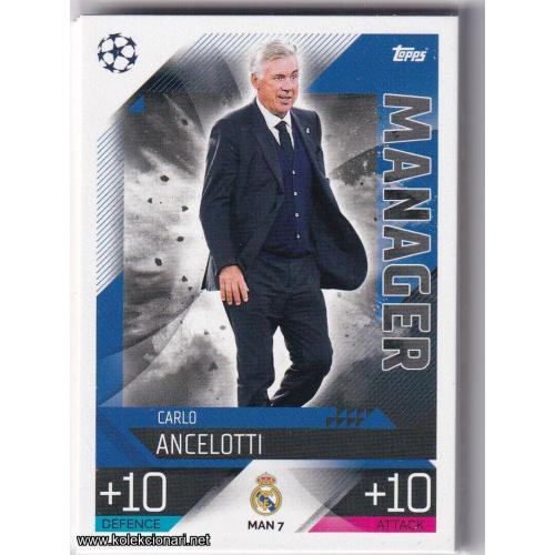 2022-23 Topps Match Attax Extra UEFA League: Manager: MAN7 Carlo Ancelotti - Real Madrid CF