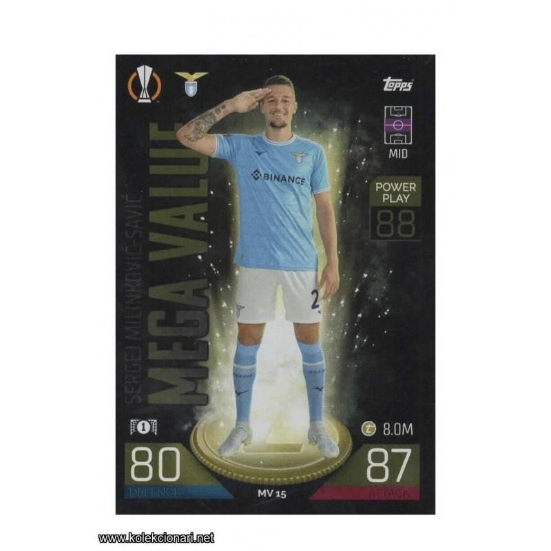 2022-23 Topps Match Attax Extra UEFA League: Mega Value: MV15 Sergej Milinković-Savić - Lazio