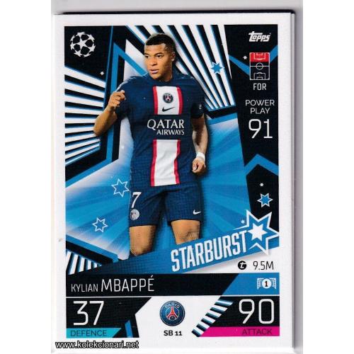 2022-23 Topps Match Attax Extra UEFA League: Starburst: SB11 Kylian Mbappé - Paris Saint-Germain