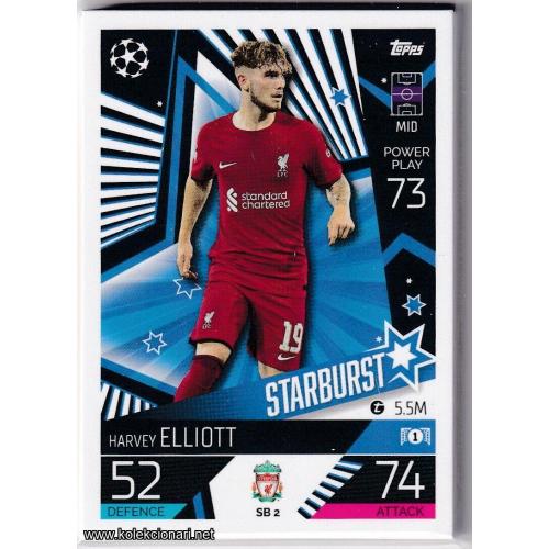 2022-23 Topps Match Attax Extra UEFA League: Starburst: SB2 Harvey Elliott - Liverpool