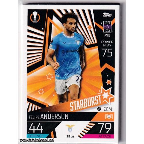 2022-23 Topps Match Attax Extra UEFA League: Starburst: SB21 Felipe Anderson - SS Lazio