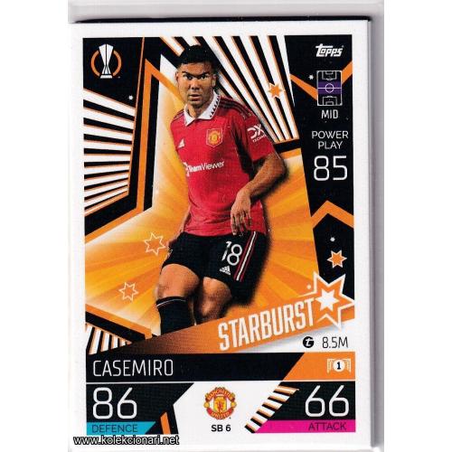 2022-23 Topps Match Attax Extra UEFA League: Starburst: SB6 Casemiro - Manchester United
