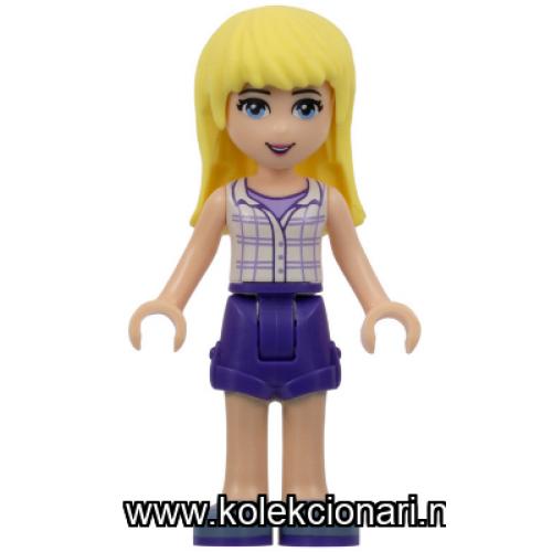 Lego Friends Minifigura - Stephanie with Dark Purple Shorts and White Plaid Shirt (MF-F7)