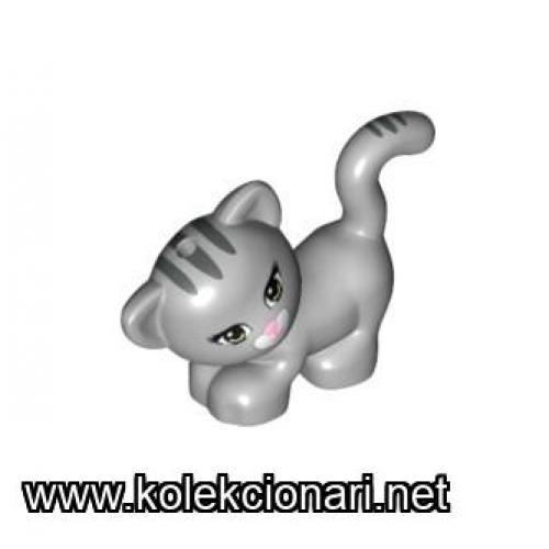 Lego Friends - Medium Stone Gray Striped Leaning Cat with Pink Nose (12219 / 32787) (MF-F19)