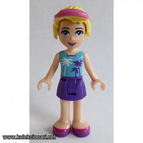 Lego Friends Minifigura - Stephanie with Dark Purple Skirt, Medium Azure Top and Visor (MF-F11)